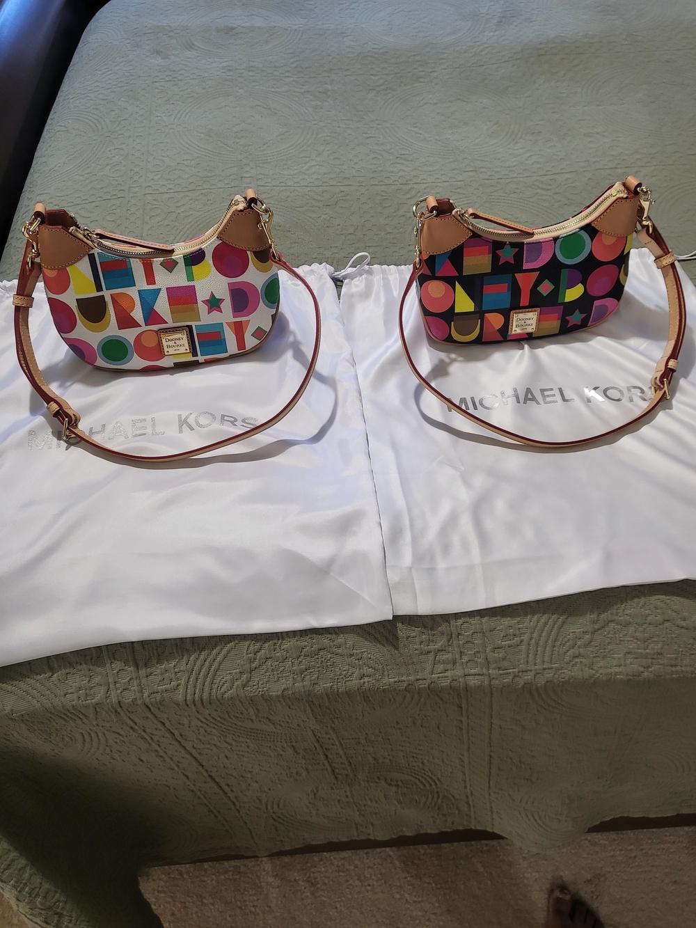 Dooney & Bourke Art Deco Luna Hobo Shoulder Bags - White And Black Multi